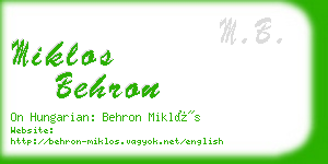 miklos behron business card